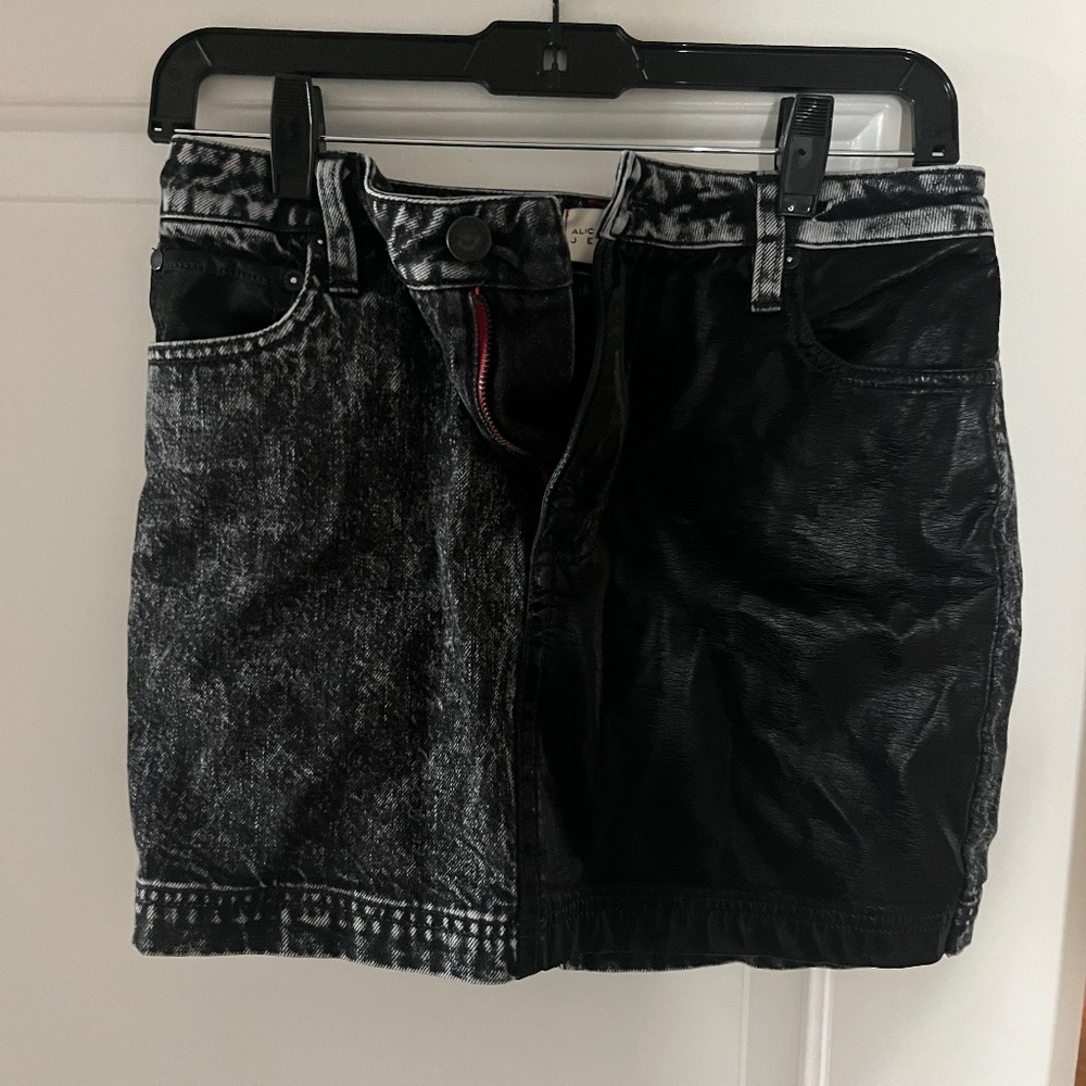 Alice and Olivia Denim Leather Skirt Size 27
